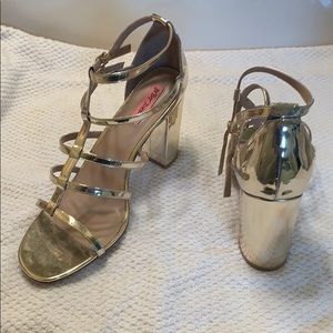 Betsy Johnson Gold Mirrored Cage Heels